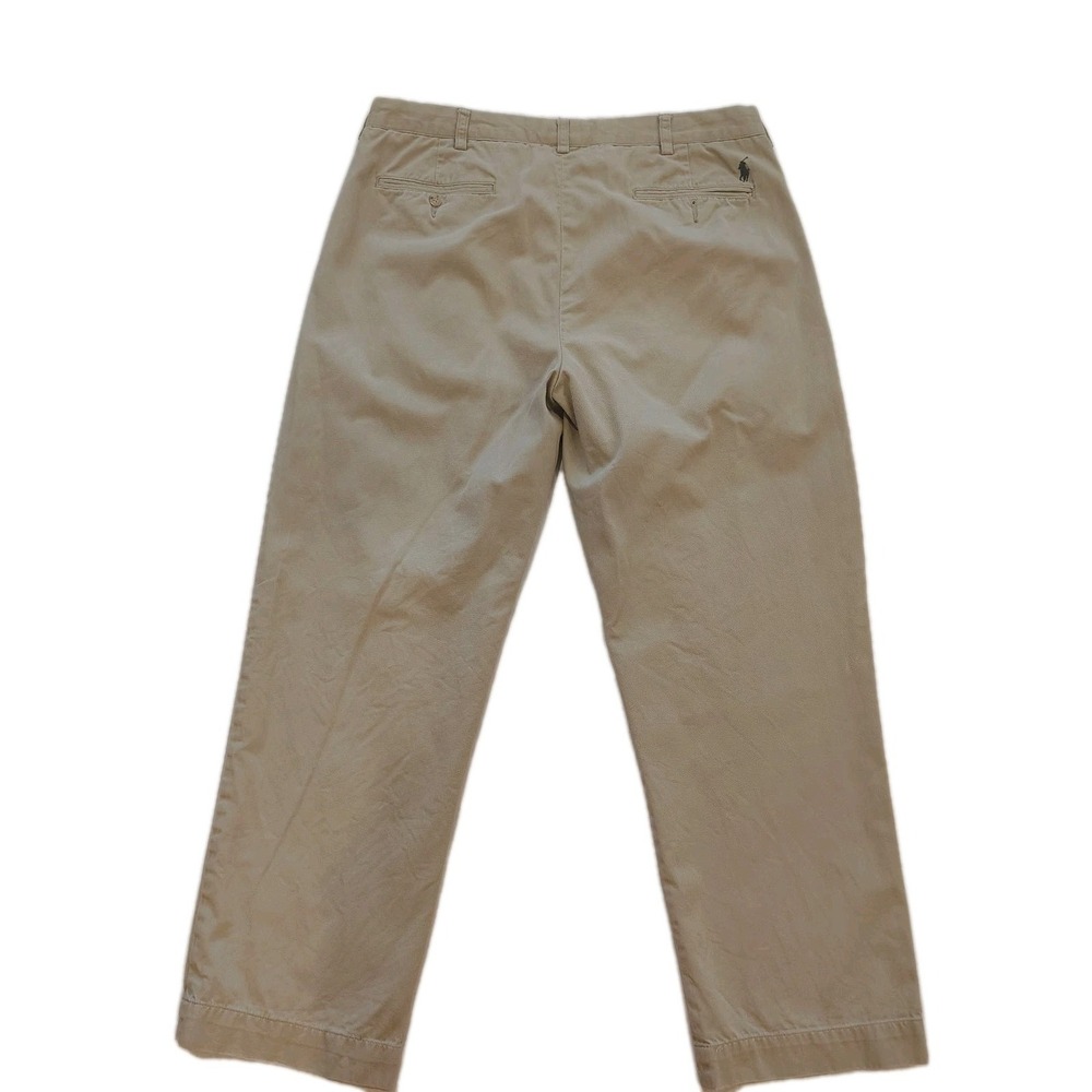 Polo Ralph Lauren Ethan Pant Mens 38x30 Khaki Pleated  Pants Cotton Casual Chino - Picture 8 of 16
